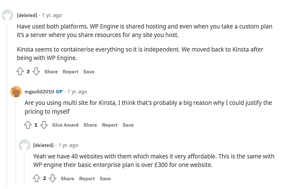 Reddit 對 Kinsta 的看法