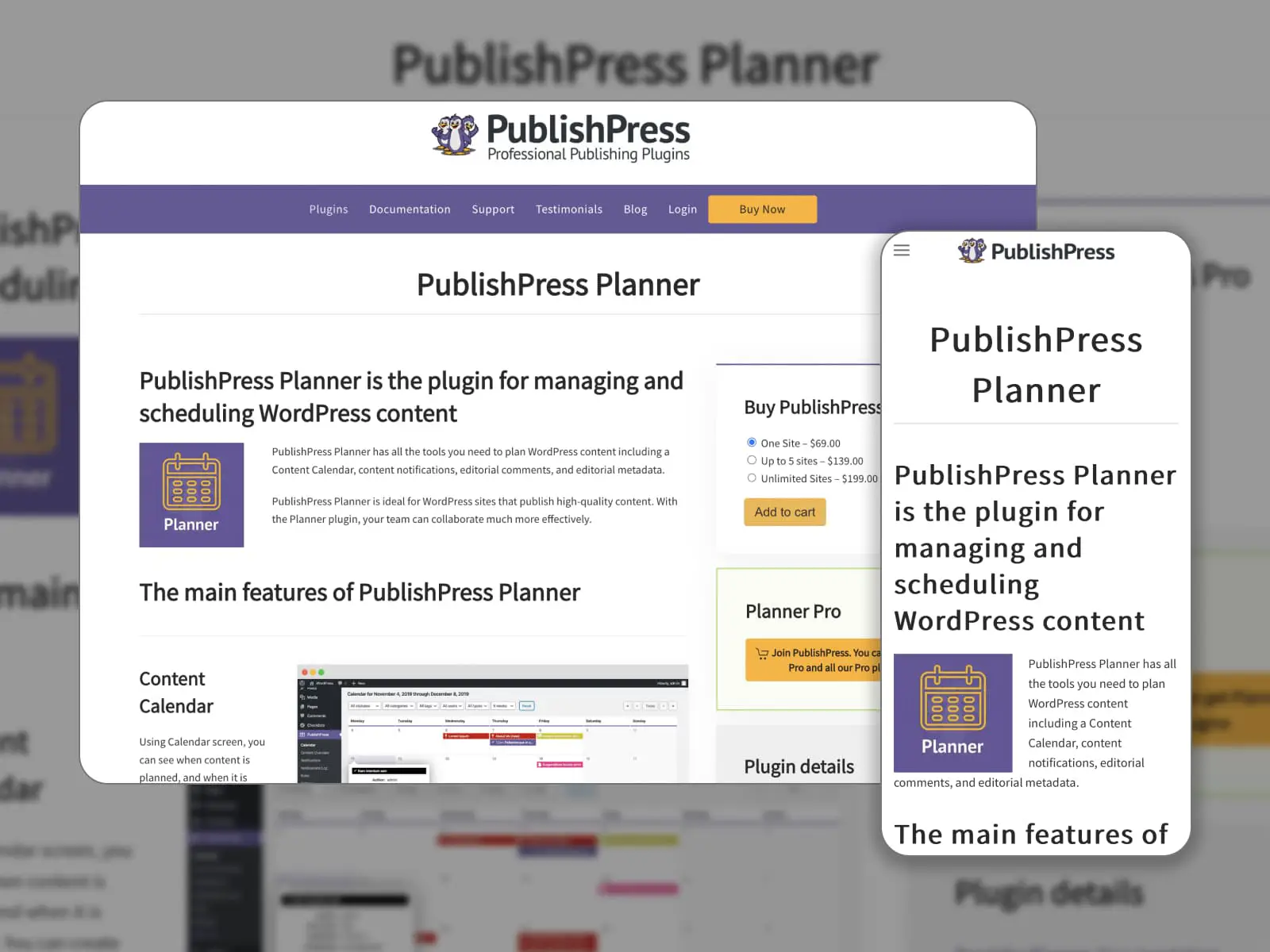 Collage der Hauptfunktionsseite des PublishPress News Planner Plugins.