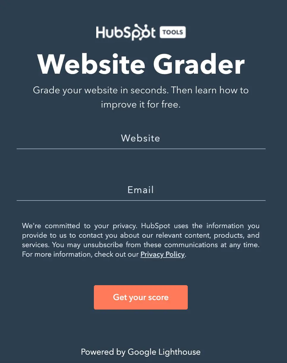 Der Website-Grader-Leadmagnet von HubSpot