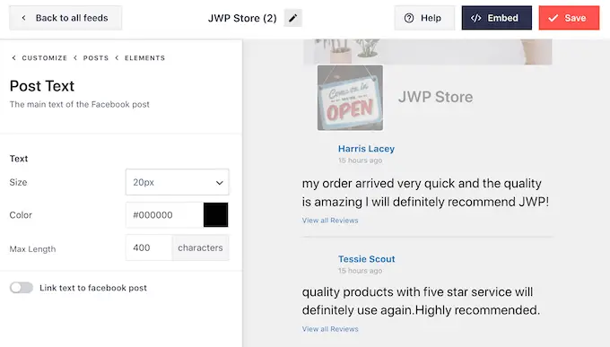 Changing the way your embedded Facebook reviews look in WordPress