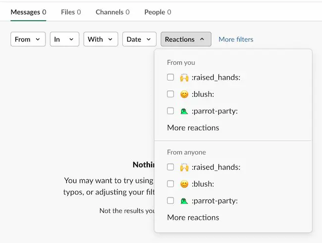 Suggerimenti slack: opzioni di ricerca