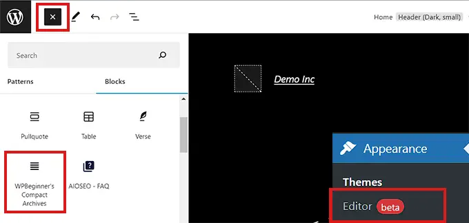 Add the compact archives block in the FSE