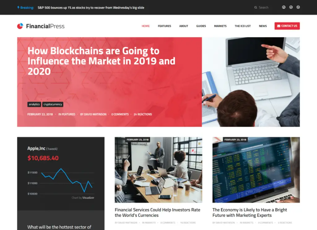 ChainPress — motyw finansowego bloga biznesowego WordPress