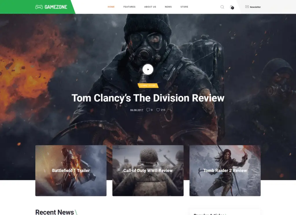 Gamezone — blog o grach wideo i sklep e-sportowy Motyw WordPress