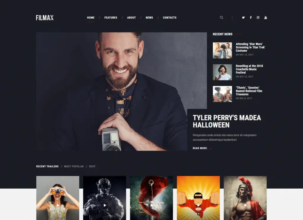 Filmax — motyw WordPress dla magazynu o kinie i filmie