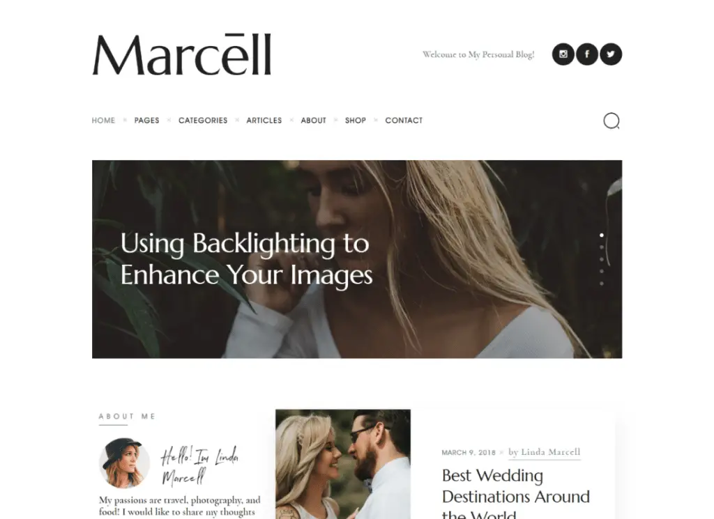 Marcell — ponad 20 układów WordPress z wieloma koncepcjami, osobisty blog i magazyn