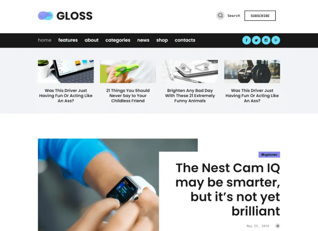 Gloss - Viral News Magazine Motyw WordPress Blog