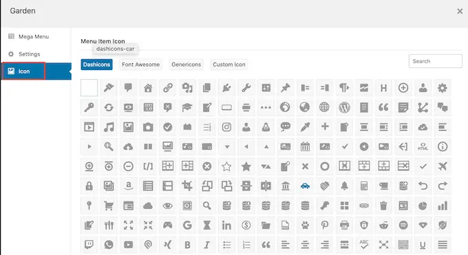 Adding dashicons to a WordPress menu