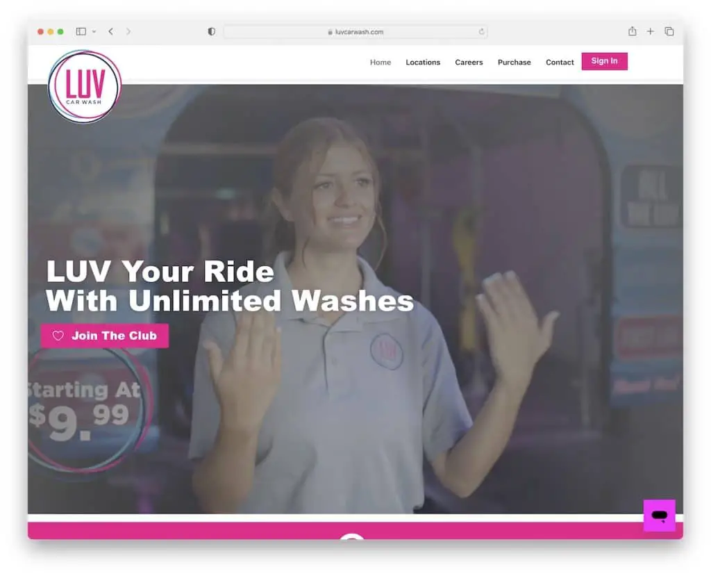 desain web cuci mobil luv