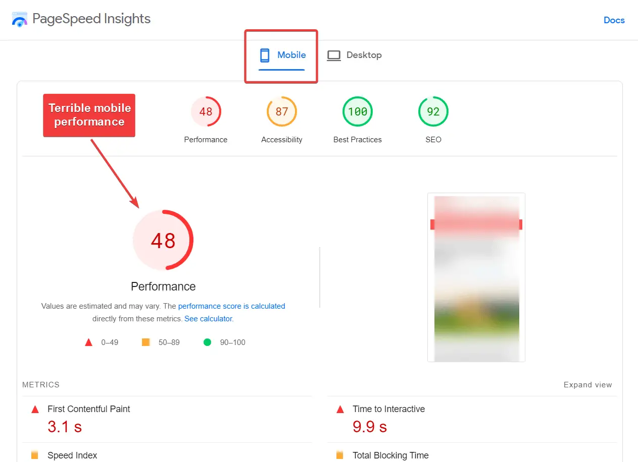 cek kecepatan seluler di google pagespeed insight