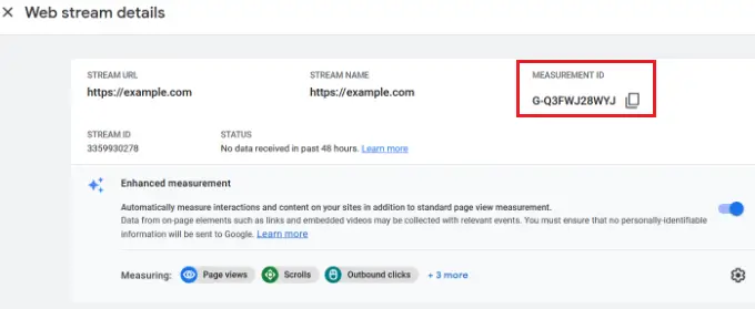 Copy your Measurement ID