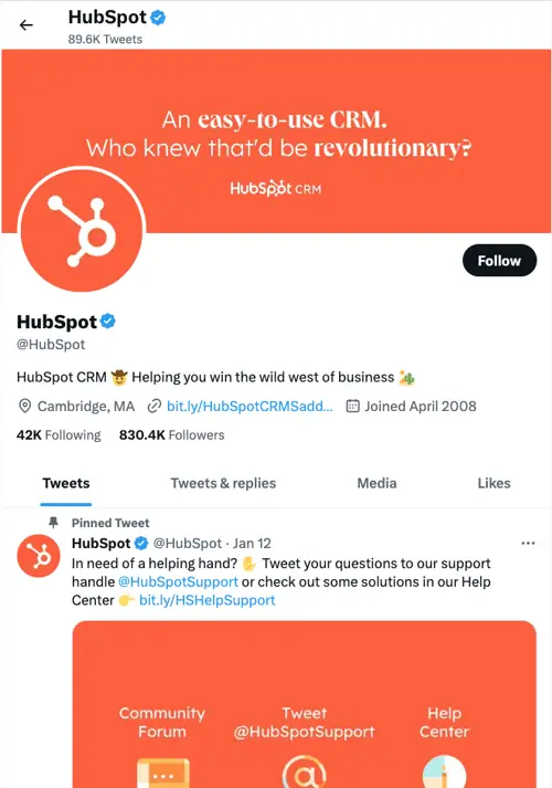 التسويق عبر تويتر: ملف تويتر hubspot