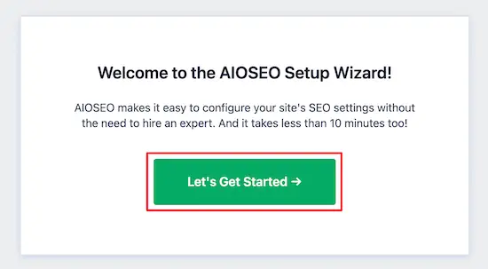 AIOSEO setup wizard