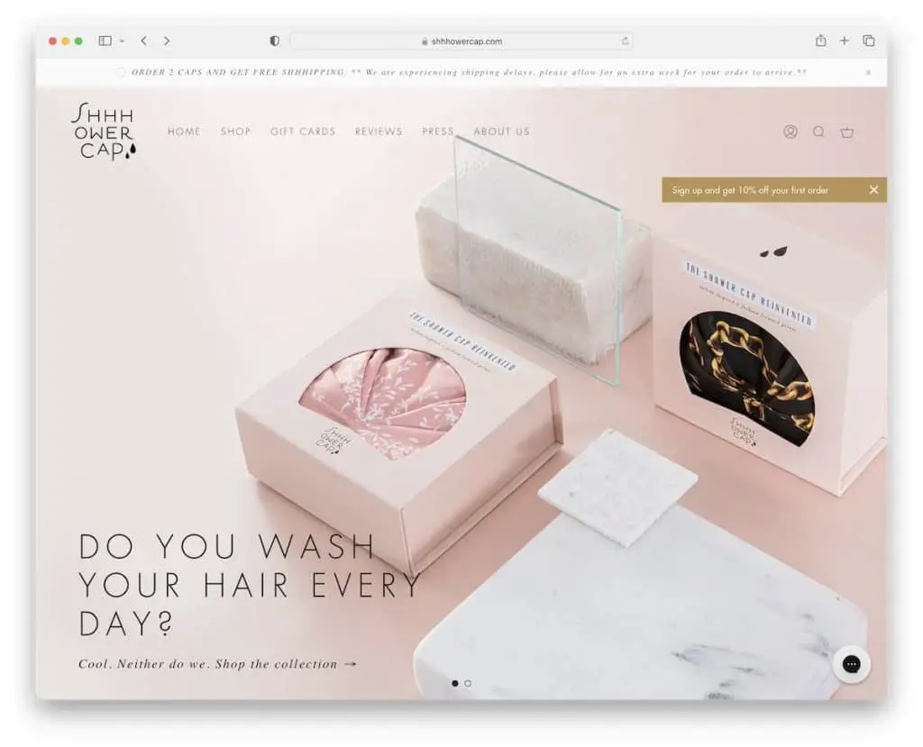 Shhhowercap Squarespace E-Commerce-Beispiel