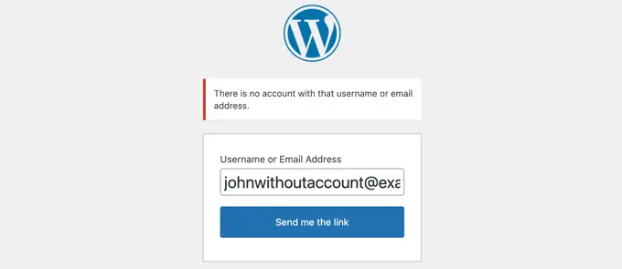 An Error Message Is Displayed if There Is No Account for the Username or Email Address