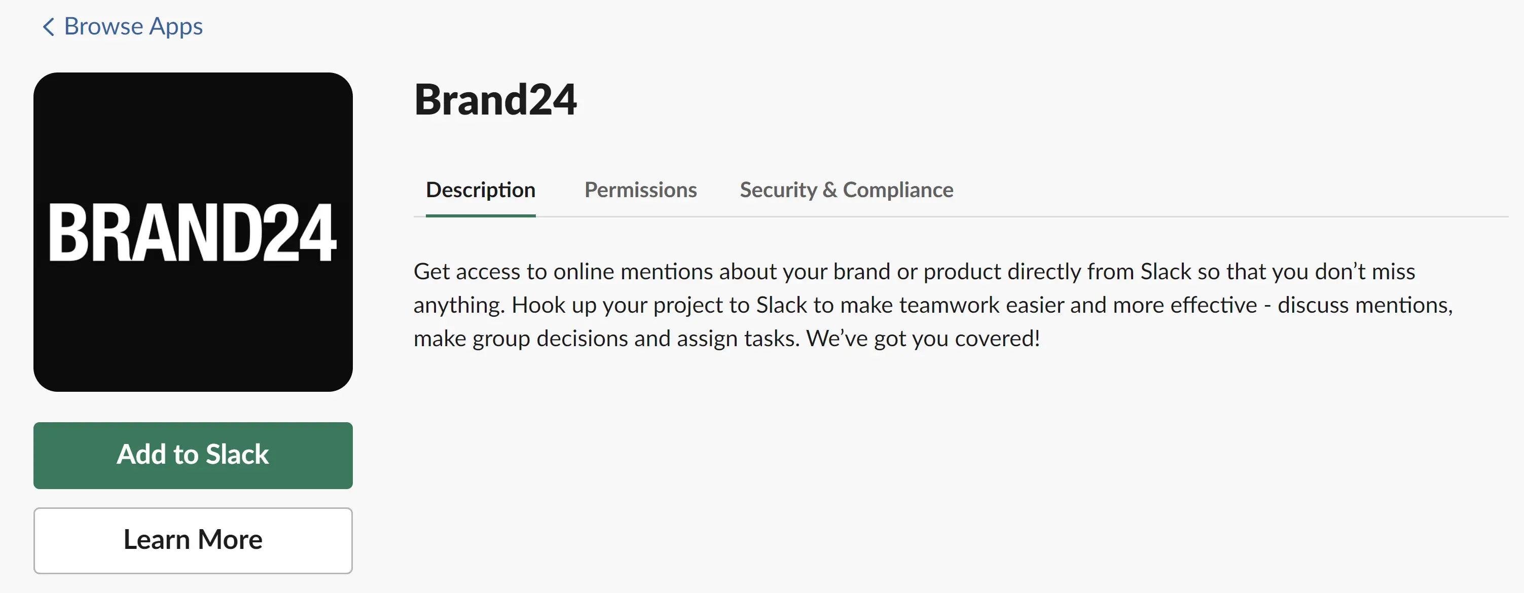 Tangkapan layar bot Brand24 di Slack