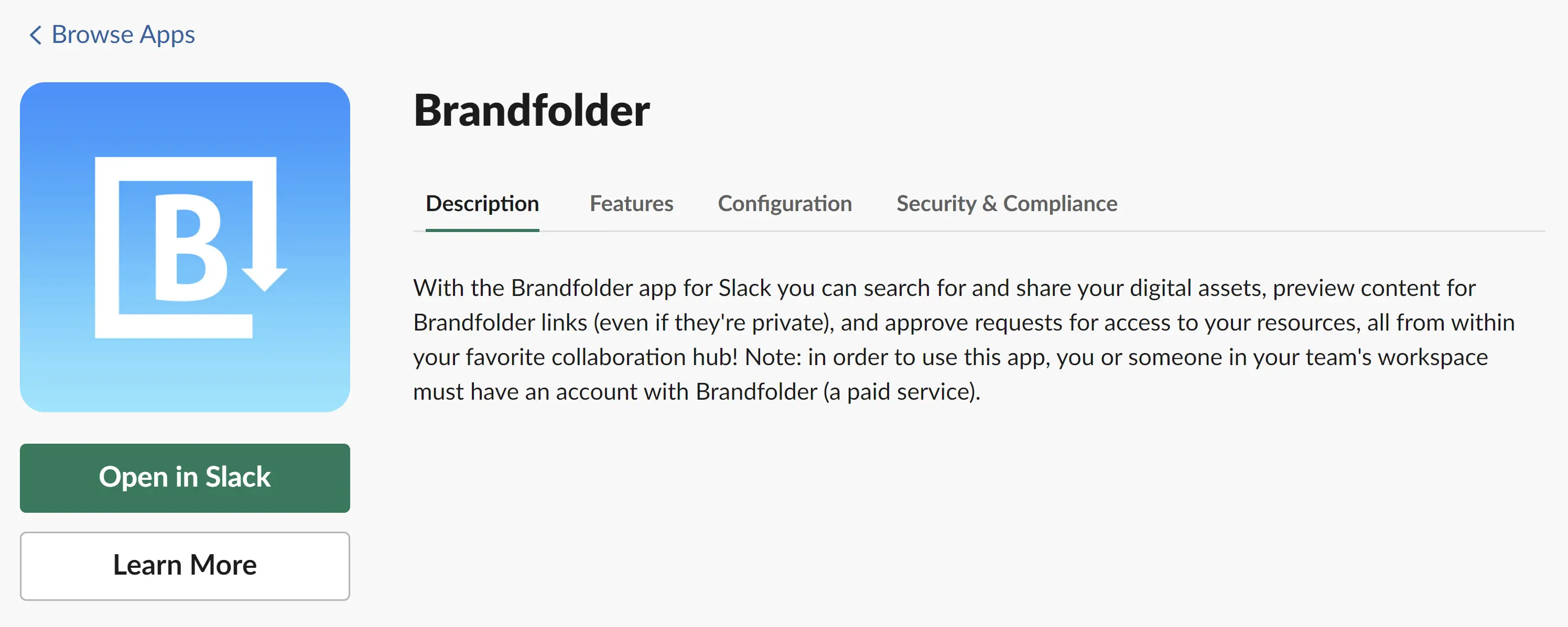 Cuplikan layar Brandfolder, bot untuk Slack