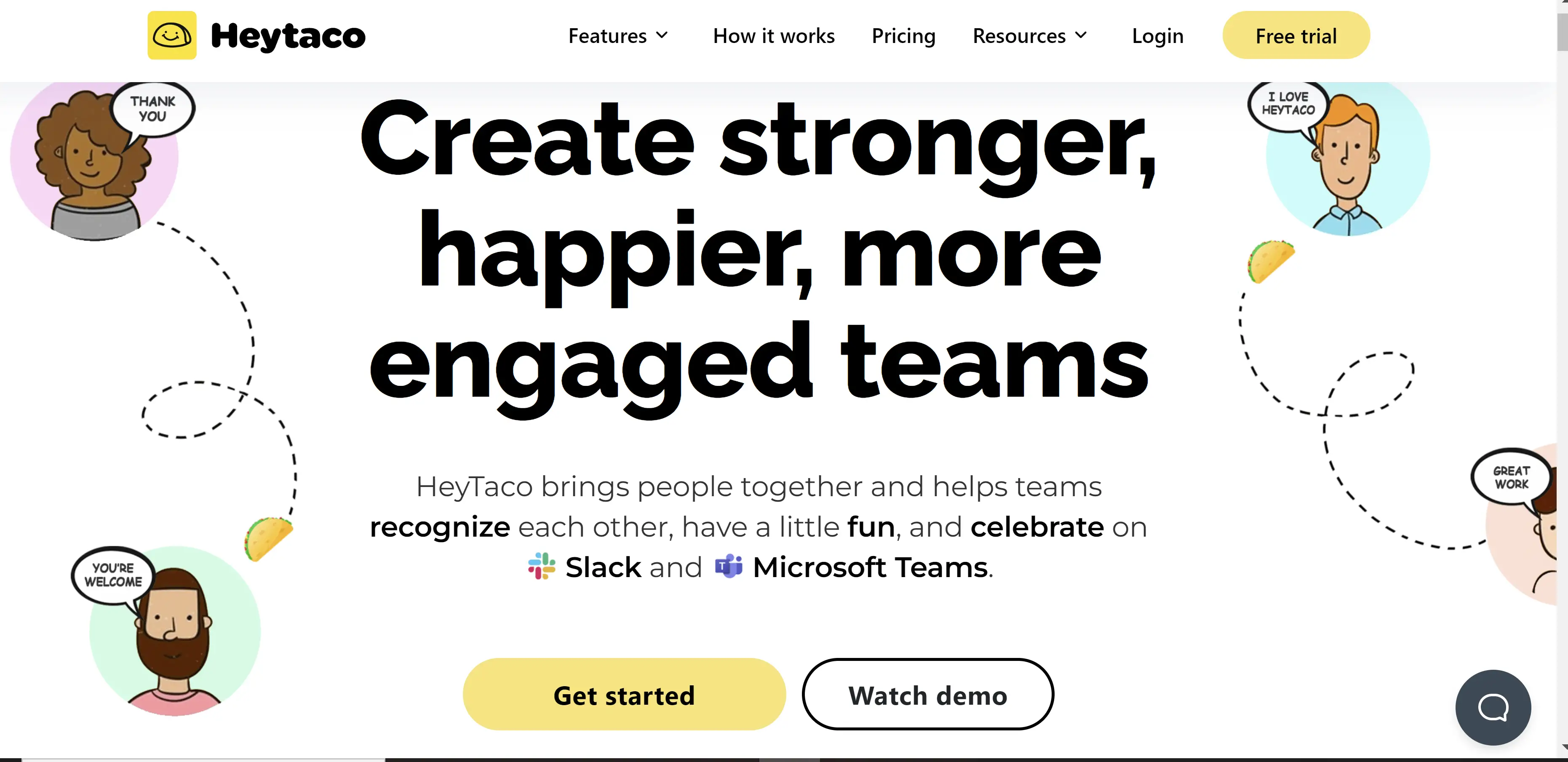 Cuplikan layar Heytaco, bot yang tersedia di Slack dan Microsoft Teams