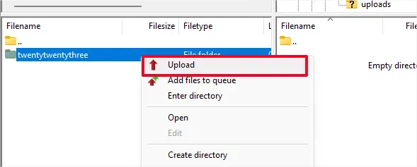 Upload theme files