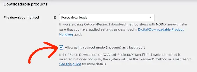 WooCommerce's downloadable product settings