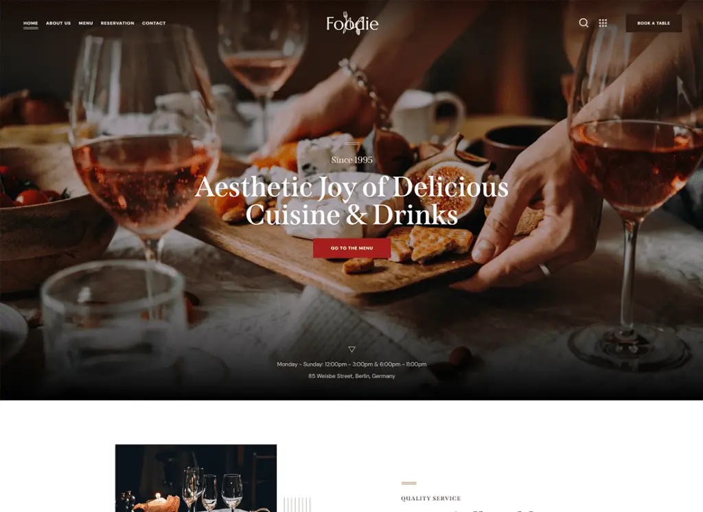 Foodie - Food & Wine Elementor マルチスキン WordPress テーマ