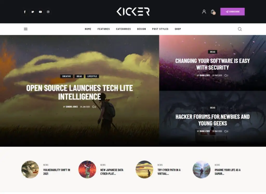 Kicker - Tema WordPress Majalah Blog Serbaguna