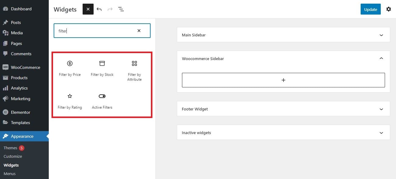 Filter produk default WooCommerce