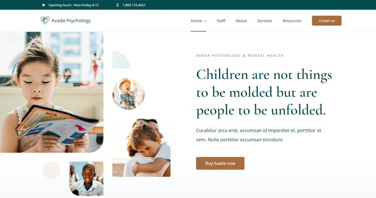 Avada Psychology Tema de WordPress para terapeutas