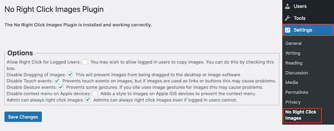 How to add no right-click on WordPress images