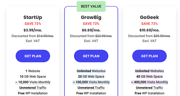 SiteGround WordPressホスティングプラン