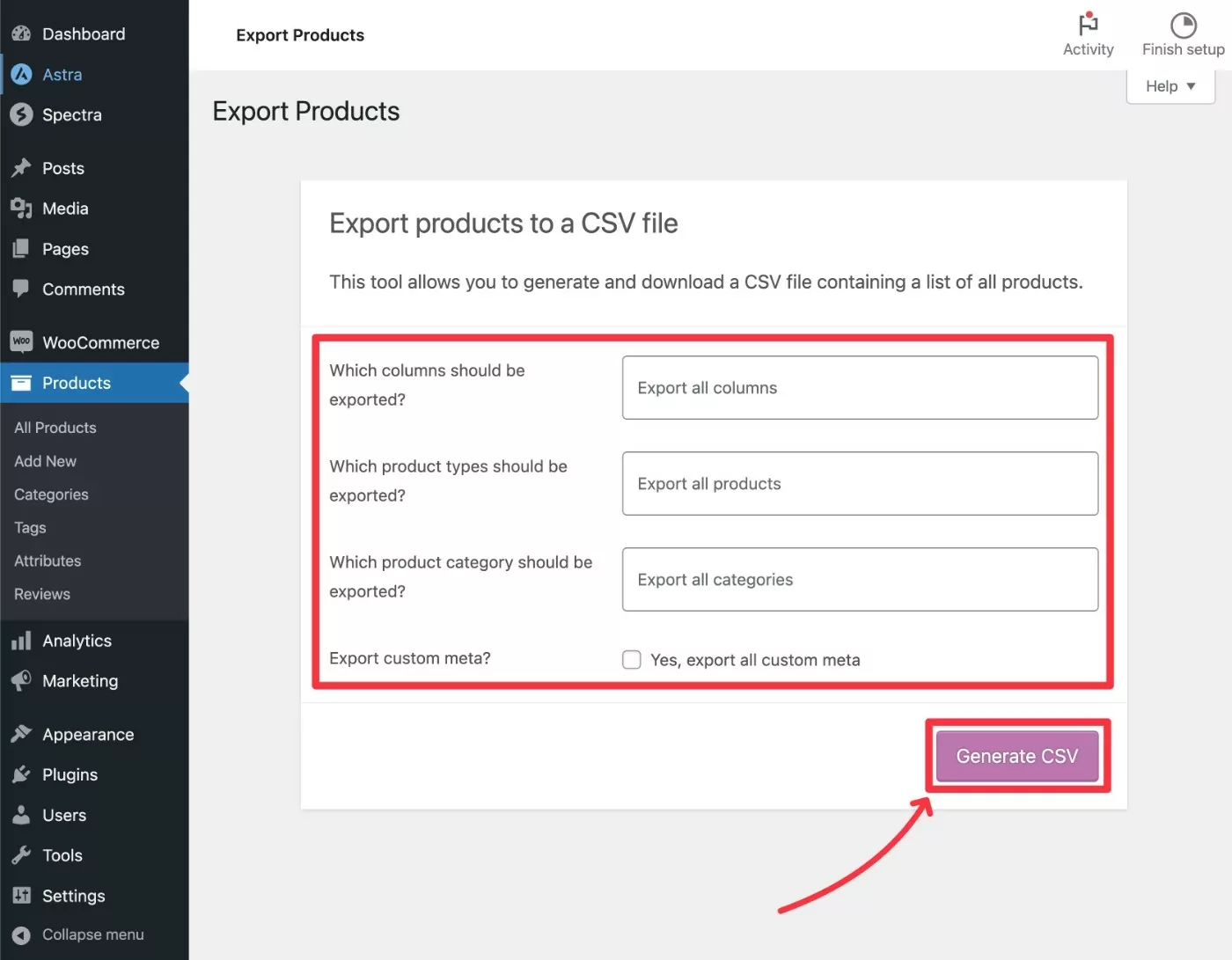 Cara mengekspor produk WooCommerce ke CSV