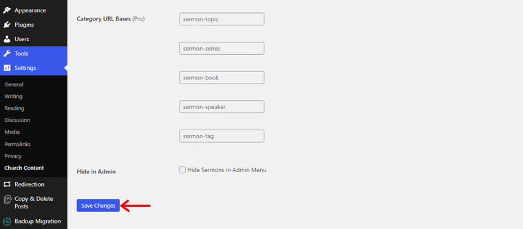 Haga clic en Guardar cambios para realizar los cambios.