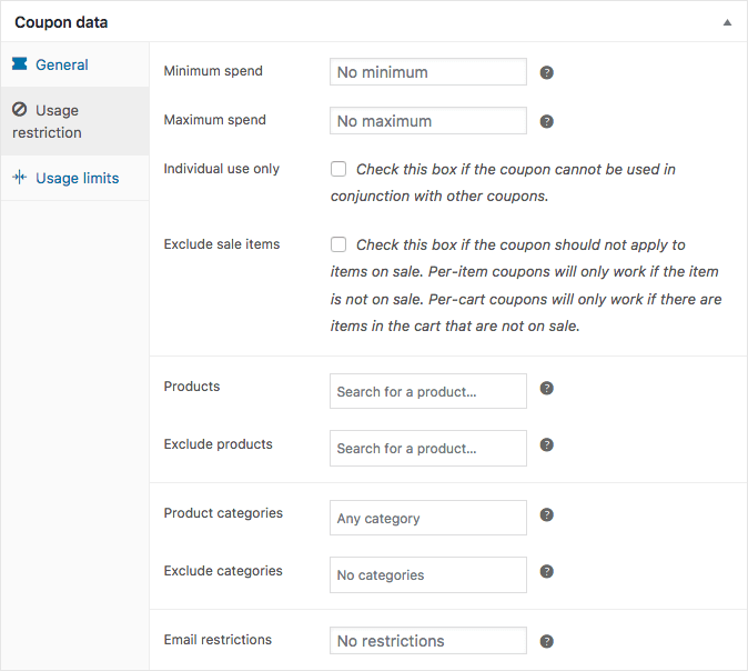 Restricción de uso de cupones de WooCommerce