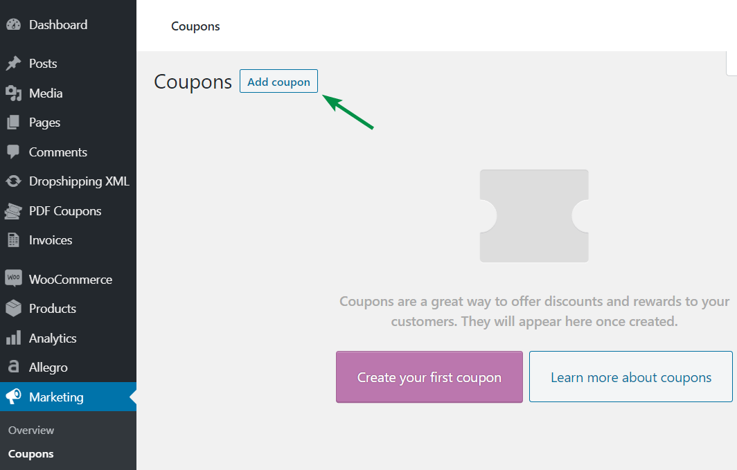 Cómo habilitar, luego agregar un cupón de WooCommerce