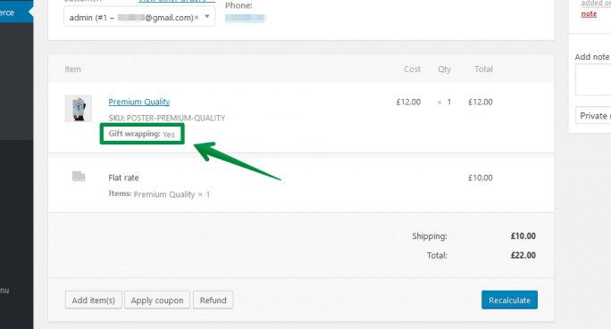 WooCommerce Gift Wrapping - lato amministratore