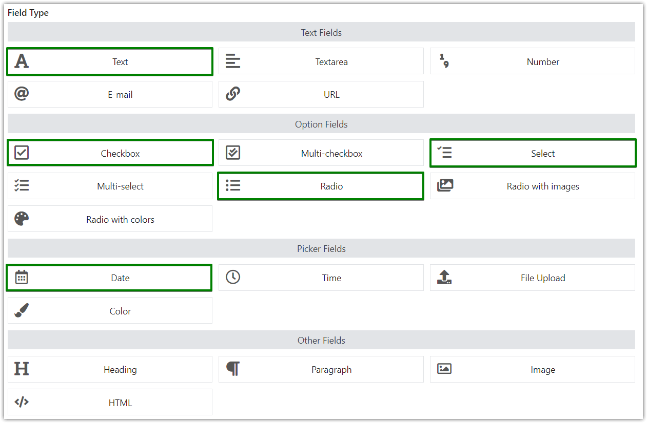 Ulteriori componenti aggiuntivi disponibili in Flexible Product Fields PRO