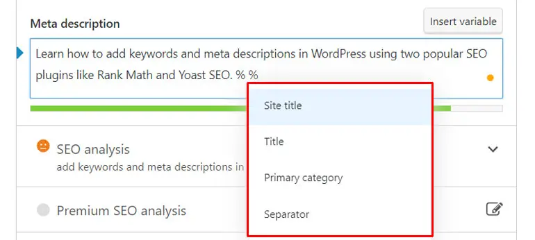 Yoastによるメタディスクリプションの変数