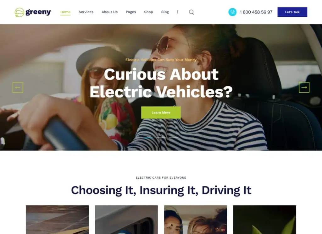 Esverdeado | Tema WordPress para Concessionária de Carros Elétricos