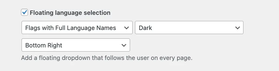 フローティングのWordPress言語スイッチャー