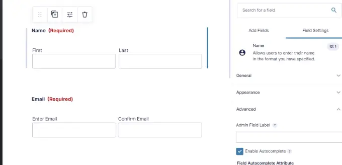 Edit existing fields in gravity forms