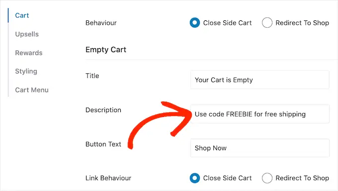 Adding a CTA to the 'empty cart' screen