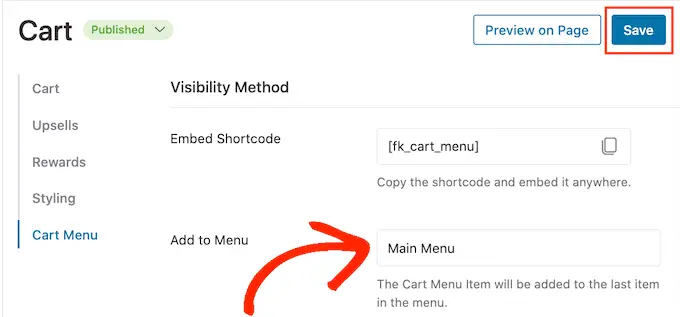 Adding a cart icon to the WordPress menu