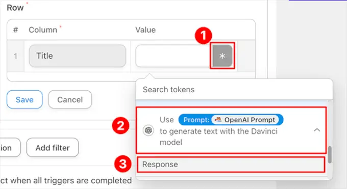 Add response token to Automator recipe