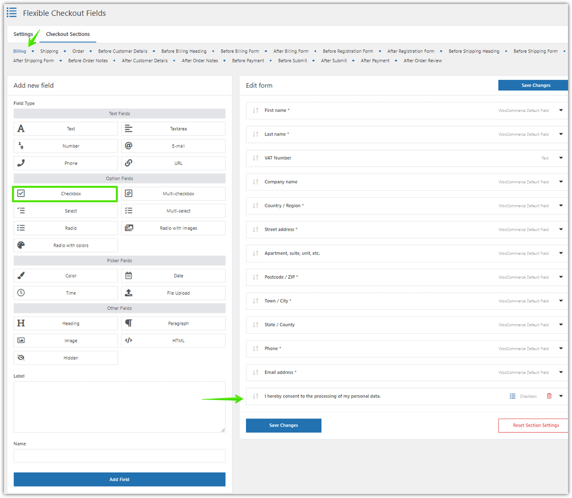 Dodaj nowe niestandardowe pole do strony kasy WooCommerce