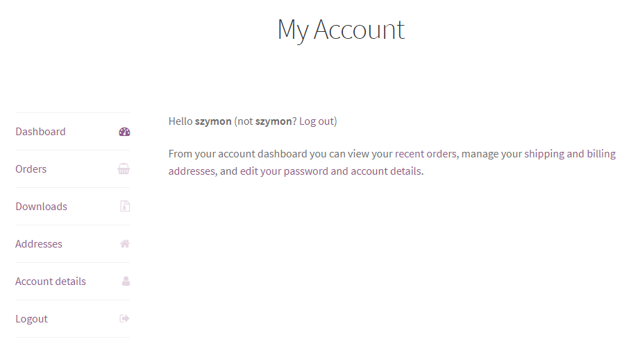 woocommerce moje konto