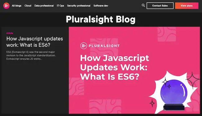 مدونات في أمثلة تصميم مواقع الويب: Pluralsight