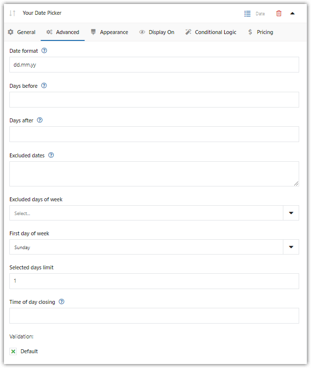 Selektor dat kasy WooCommerce: pole edycji