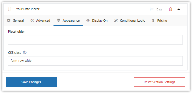 Ustawienia CSS Datepicker WooCommerce Checkout