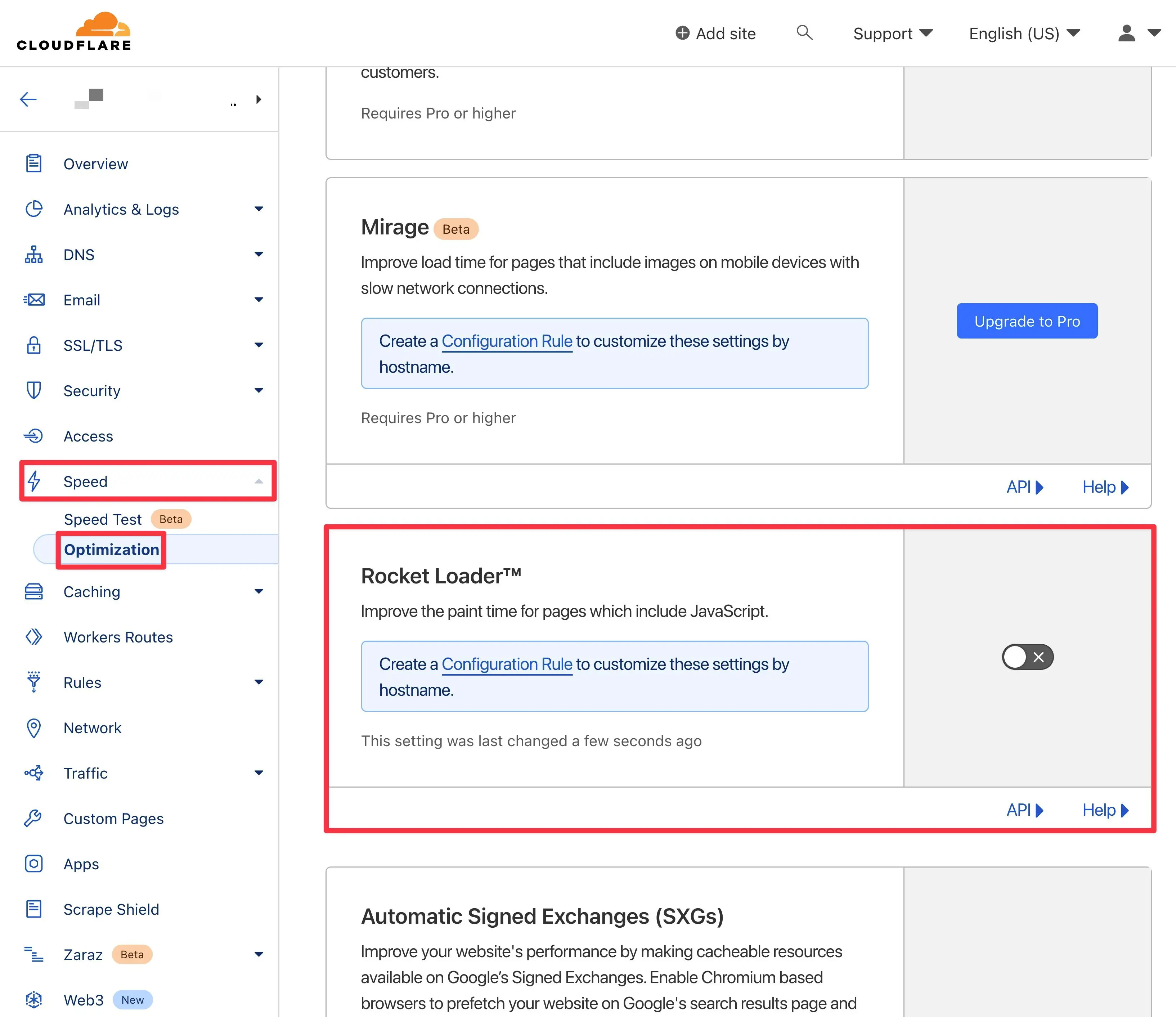 تعطيل Cloudflare Rocket Loader لإصلاح عدم تحميل العنصر