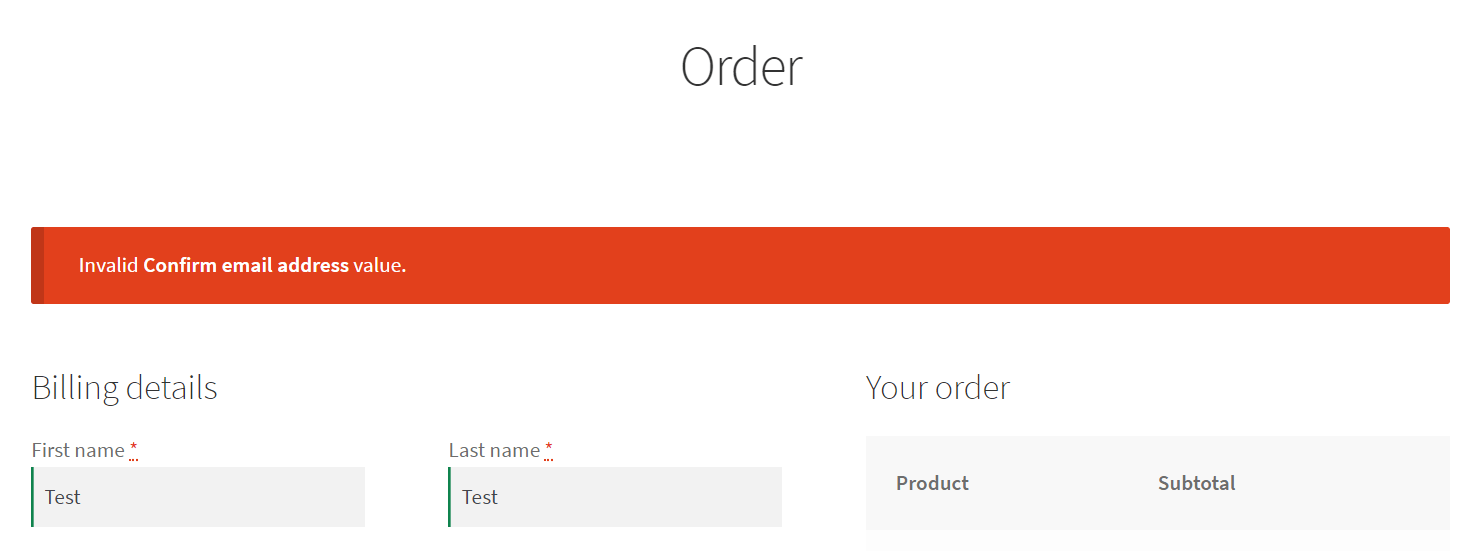 結帳頁面上的錯誤消息 - WooCommerce 的用戶電子郵件地址驗證